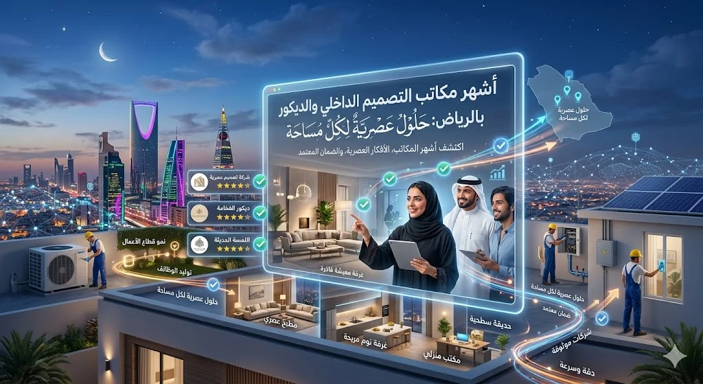 أشهر مكاتب التصميم الداخلي والديكور بالرياض: حلول عصرية لكل مساحة
